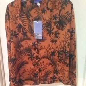 Floral Black and Brown Women's Blouse
